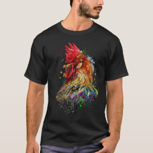 Camiseta Coloração Da Água Desenhada Da Mão Do Frango Color