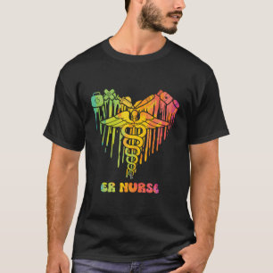 Camiseta Coloração d'água cardíaca Er Enfermeira Sala de Em