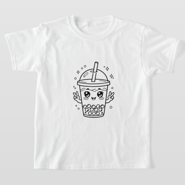 Camiseta Coloração de chá boba Kawaii (Postura )