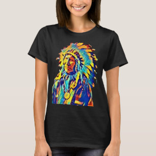 Camiseta Coloração Nativa Americana da Nuvem Vermelha Chefe