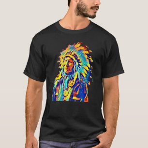 Camiseta Coloração Nativa Americana da Nuvem Vermelha Chefe