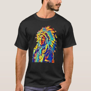 Camiseta Coloração Nativa da Nuvem Vermelha Chefe Tribal Am