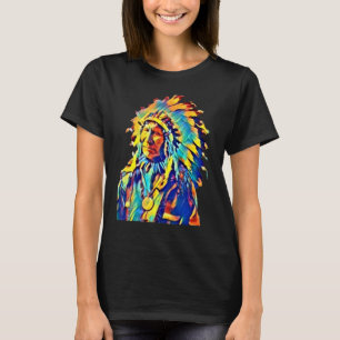 Camiseta Coloração Nativa da Nuvem Vermelha Chefe Tribal Am