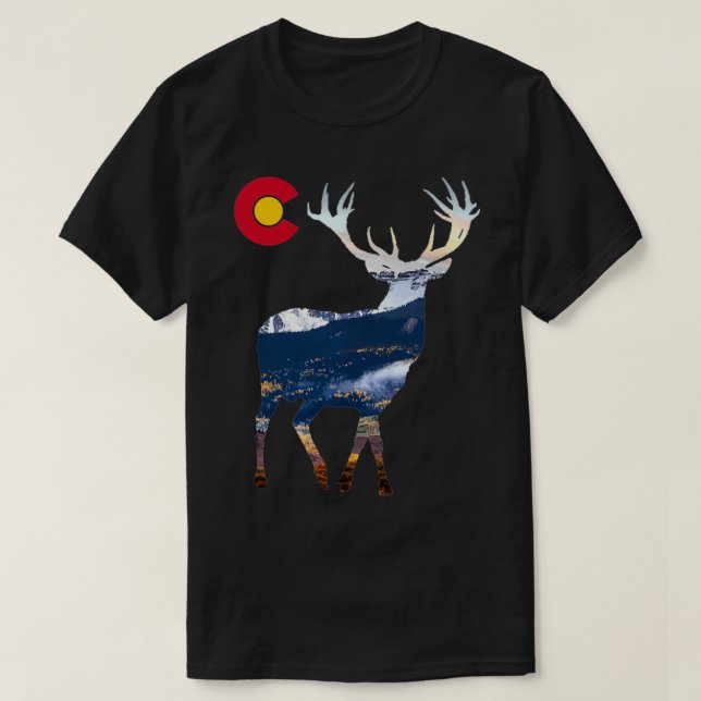 Camiseta Colorado Elk Deer Flag Caçando Gift Pullove (Frente do Design)