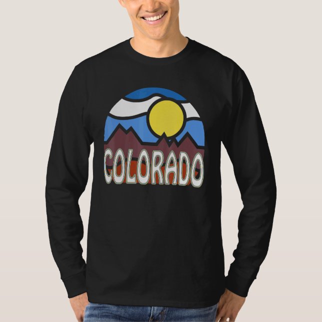Camiseta Colorado Retro Mountain Sunset Outdoor Vanlife Exp (Frente)
