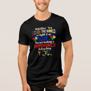 Camiseta Colore a Inspiração da Consciência Azul do Mundo