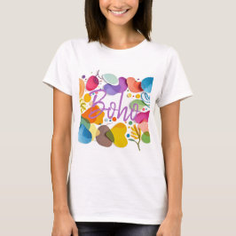 Camiseta Colorful Abstract Botanical Boho Cutout Art