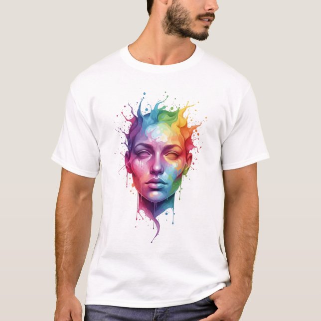 Camiseta Colorful Abstract Face Art design (Frente)