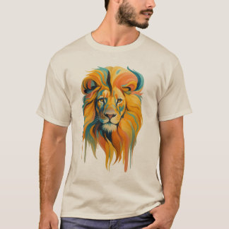 Camiseta Colorful Abstract Lion Art –Bold & Majestic Design
