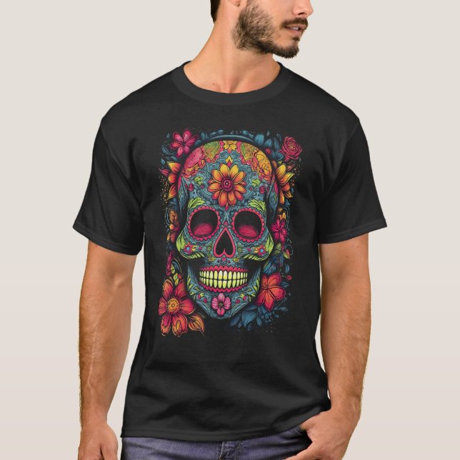 Camiseta Colorful and Beautiful Sugar Skull (Frente)