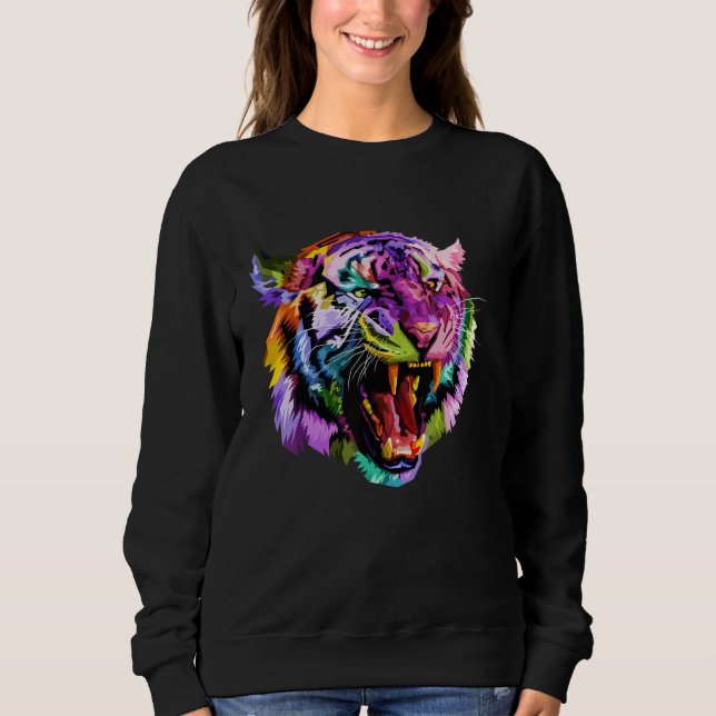 Camiseta Colorful Angry Tiger Art Graphic (Frente)