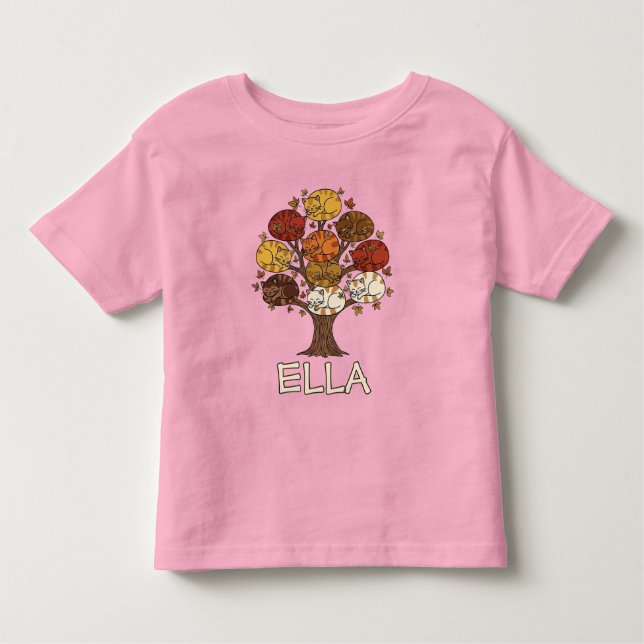 Camiseta Colorful Autumn Tree of Cats (Frente)