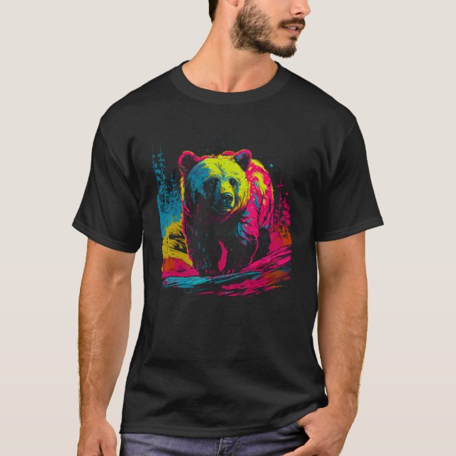 Camiseta Colorful Bear Face Spirit Animal (Frente)