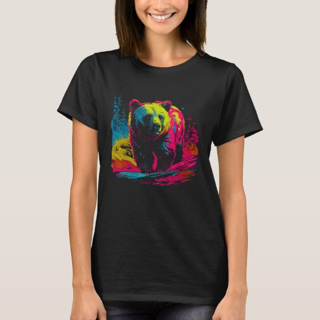 Camiseta Colorful Bear Face Spirit Animal (Frente)