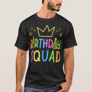 Camiseta Colorful Birthday Squad Cute Doodle Bday Crew