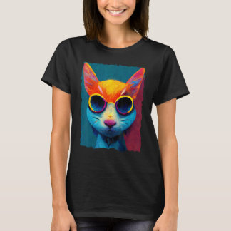 Camiseta Colorful Cat With Glasses
