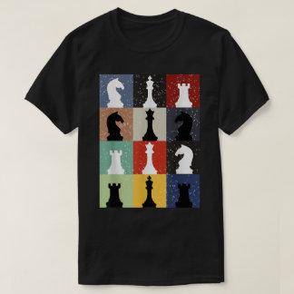 Camiseta Colorful Chess Pieces Pop Art Pattern Design