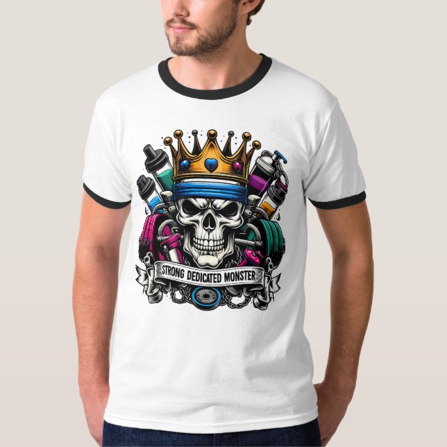 Camiseta Colorful Crowned Gym Monster King Fitness Art (Frente)