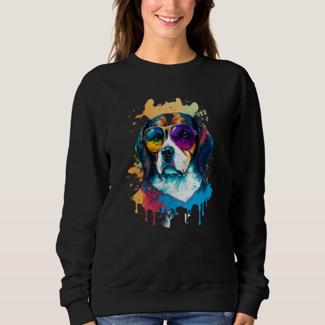Camiseta Colorful Cute Dog Beagle with Sunglasses Animal (Frente)