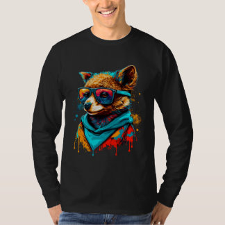 Camiseta Colorful Cute Raccoon with Sunglasses Animal