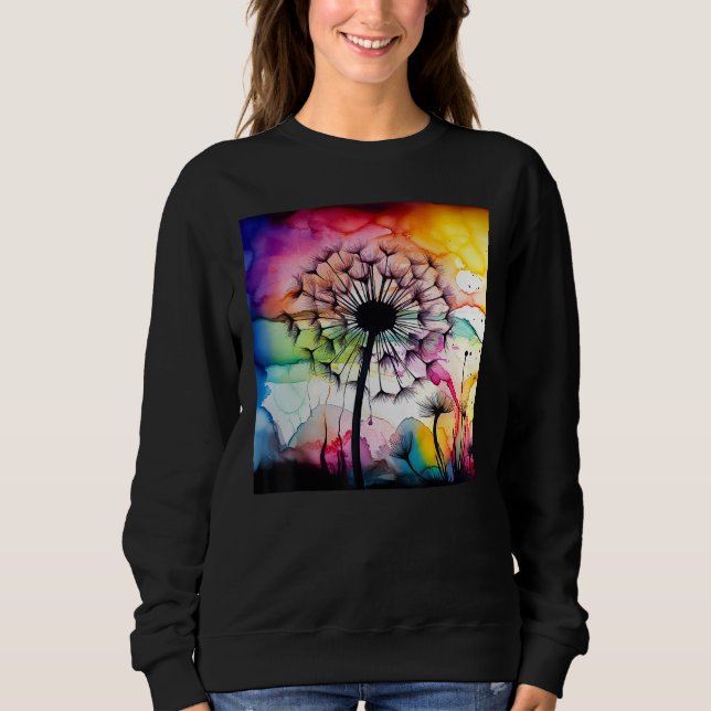 Camiseta Colorful dandelion watercolor optics blowball (Frente)