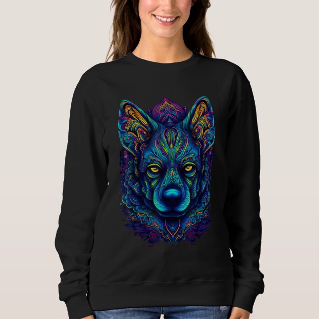 Camiseta Colorful Dog Psychedelic Trippy Hippie Men Women (Frente)