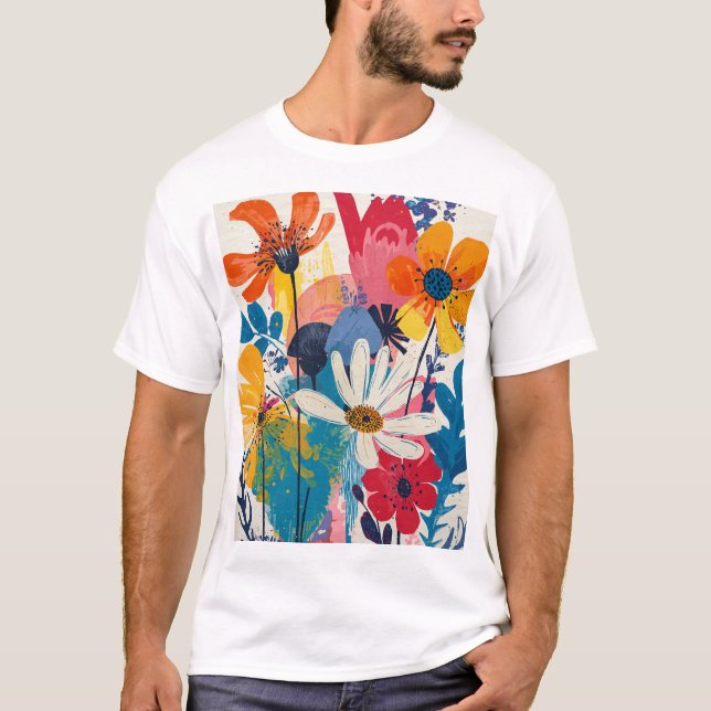 Camiseta Colorful flowers (Frente)