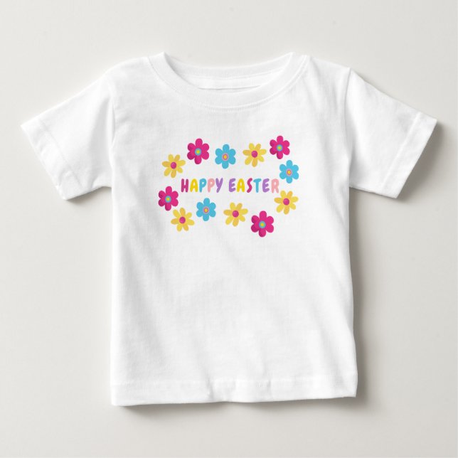 Camiseta Colorful Flowers Happy Easter (Frente)
