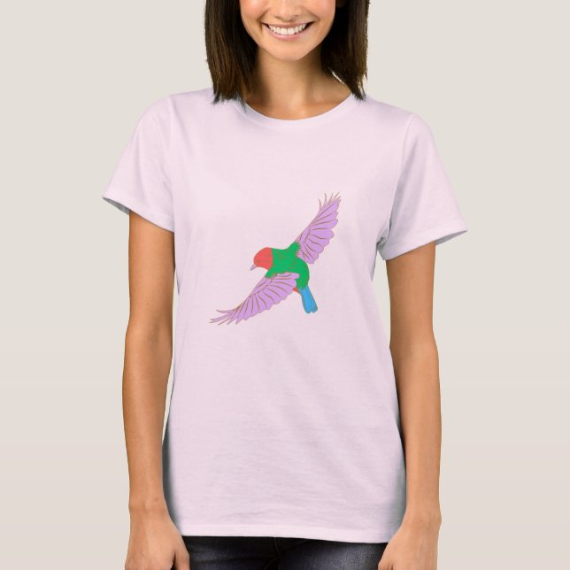 Camiseta Colorful Flying Bird Art – Vibrant Nature-Inspired (Frente)