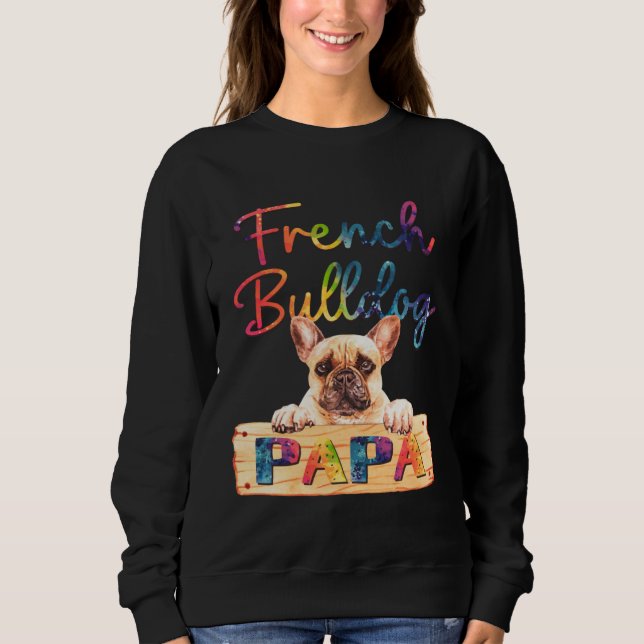 Camiseta Colorful French Bulldog Papa  Dog Dad (Frente)