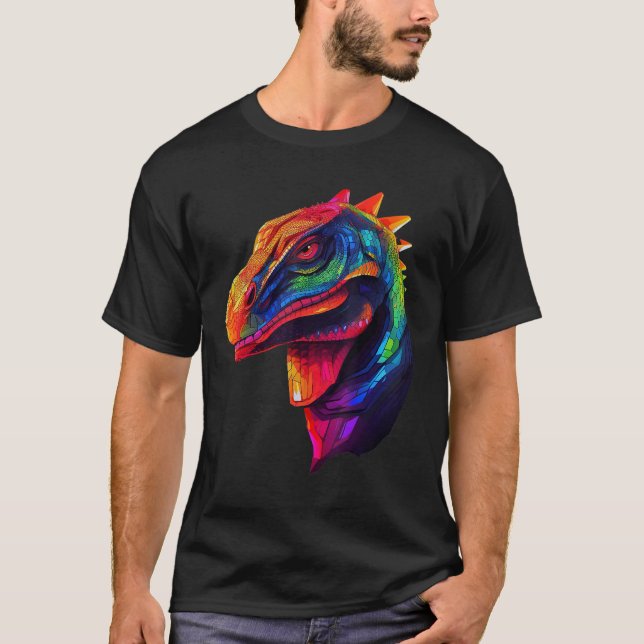 Camiseta Colorful Geometric Komodo Dragons Lizard Pop Anima (Frente)