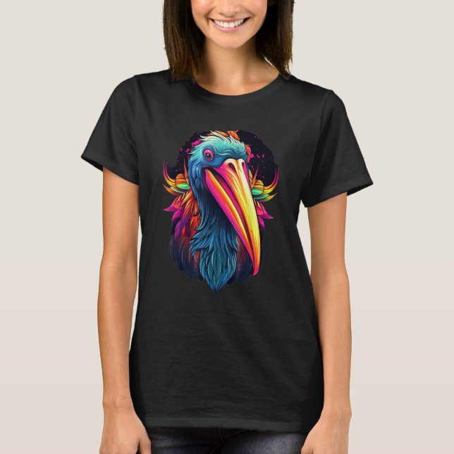 Camiseta Colorful Geometric Pelican Bird  Pop Animal (Frente)