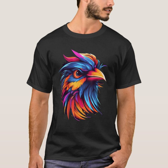 Camiseta Colorful Geometric Rainbow Sparrow Bird Pop Animal (Frente)