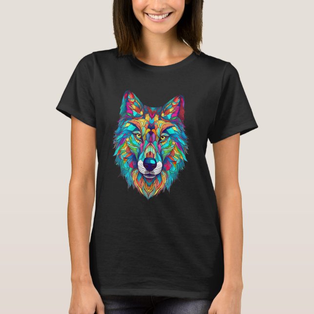 Camiseta Colorful geometric Wolf (Frente)