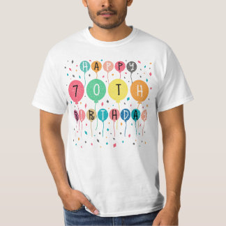 Camiseta Colorful Happy 70th birthday with balloons