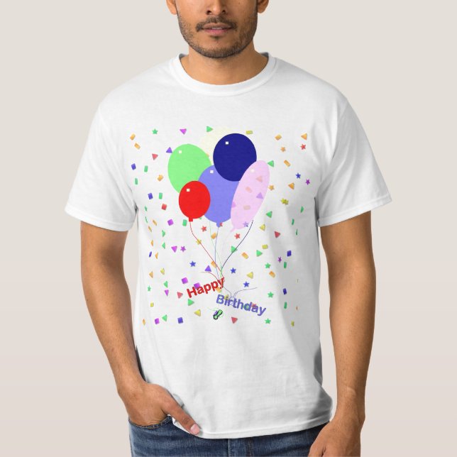 Camiseta Colorful Happy Birthday Balloons (Frente)