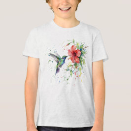 Camiseta Colorful Hummingbird Watercolor Floral Nature Art