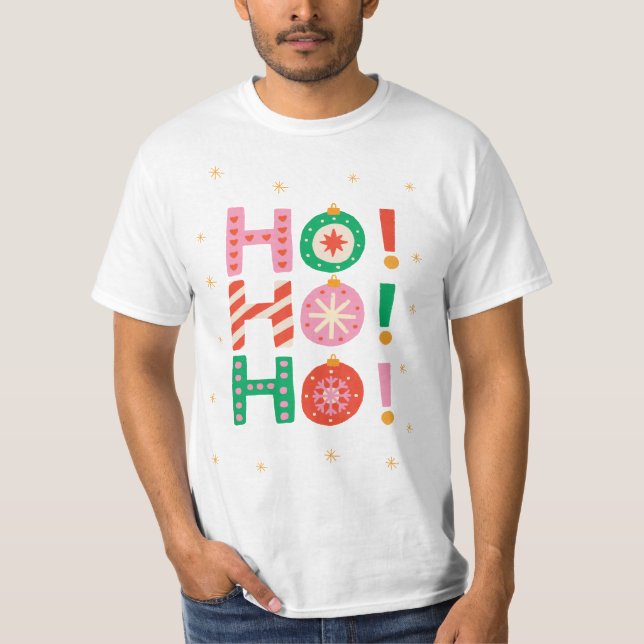 Camiseta Colorful Illustrated Ho-ho-ho Christmas  (Frente)
