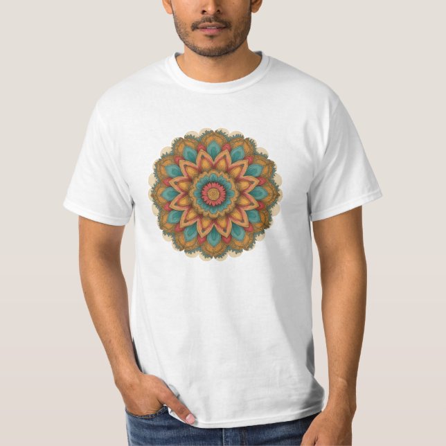 Camiseta Colorful Mandala Floral Boho Art (Frente)
