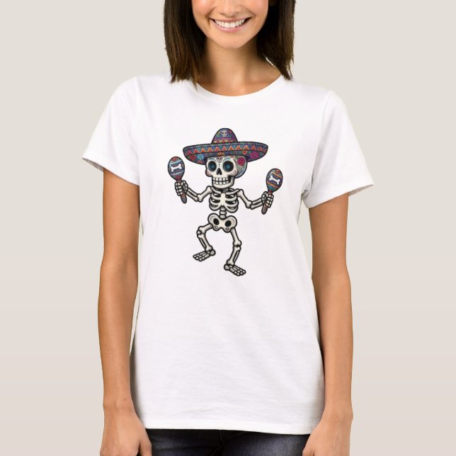 Camiseta Colorful Mexican Skeleton (Frente)