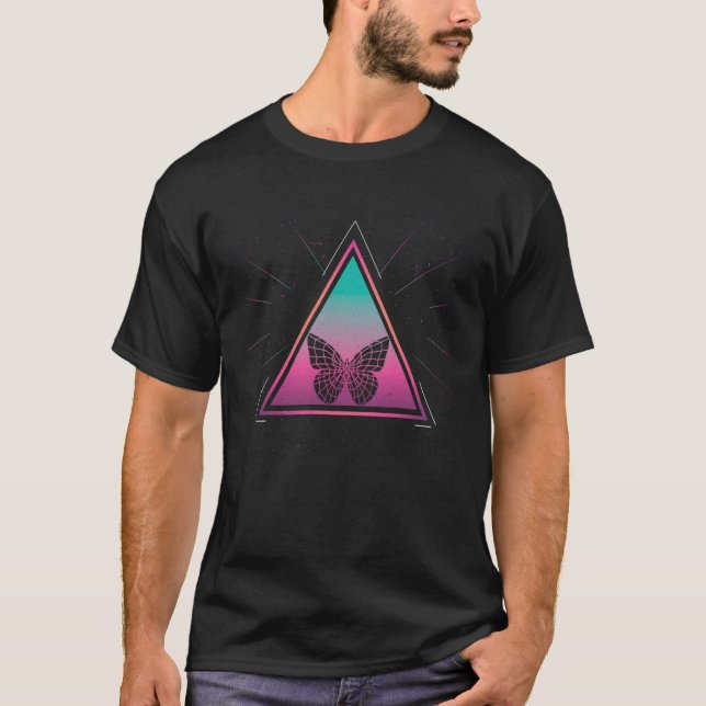 Camiseta Colorful Monarch Butterfly Geometrical Triangle Re (Frente)