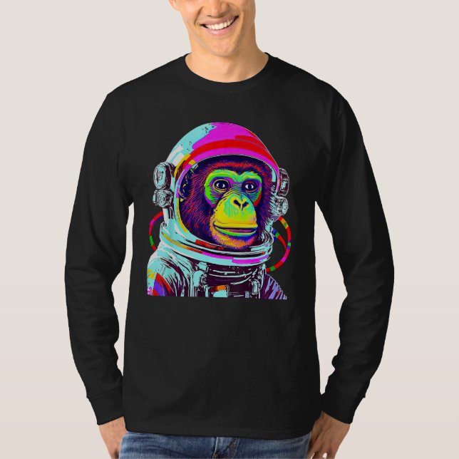 Camiseta Colorful Monkey Astronaut  Space Explorer (Frente)