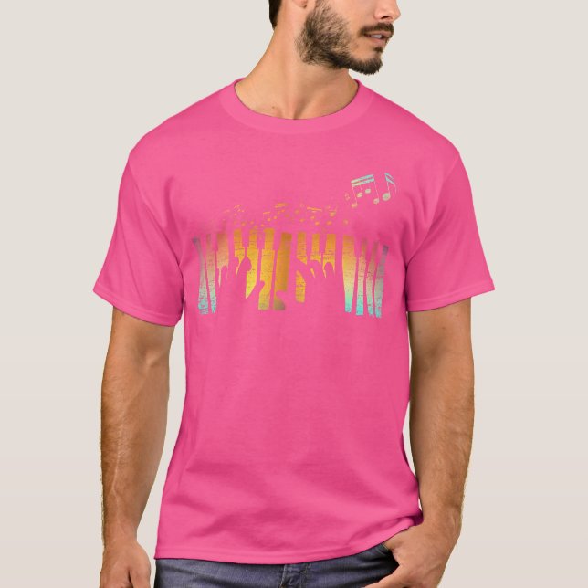 Camiseta Colorful Musical Instrument Pianist Keyboard Music (Frente)