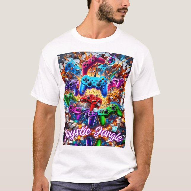Camiseta Colorful Neon Joysticks Pattern (Frente)