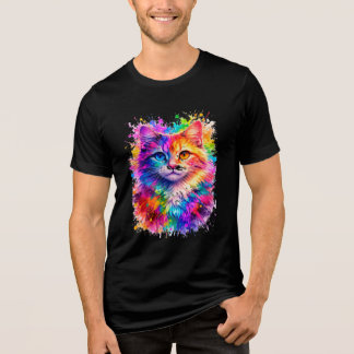 Camiseta Colorful Paint Splash Cat Illustration