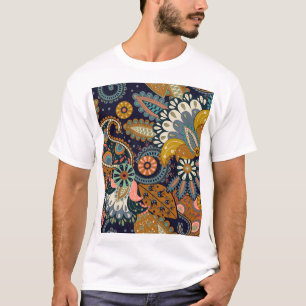 Camiseta Colorful Paisley: Papel de parede indiano floral.