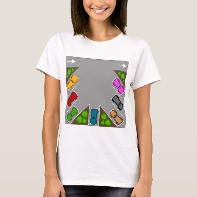 Camiseta Colorful Parking Lot Overhead View Car Enthusiast (Frente)