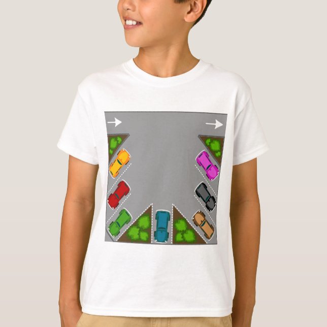 Camiseta Colorful Parking Lot Overhead View Car Enthusiast (Frente)