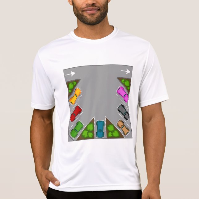 Camiseta Colorful Parking Lot Overhead View Car Enthusiast (Frente)