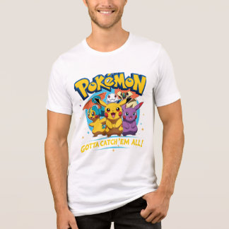 Camiseta Colorful Pokémon Characters with 'Gotta Catch 'Em